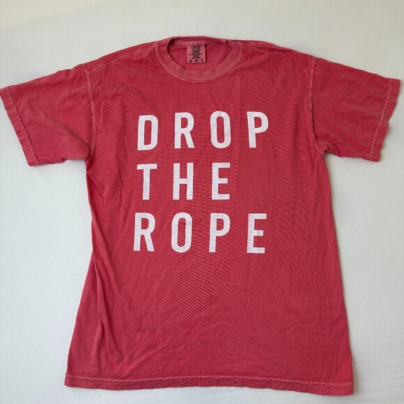 Comfort Colors Shirt Womens Medium Red Drop The Rope Graphic Tee Cotton Slogan - Picture 1 of 9